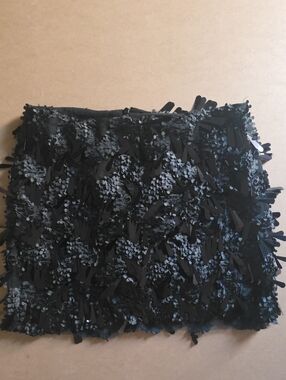 Zara Black Sequin & Fringe Mini Skirt
